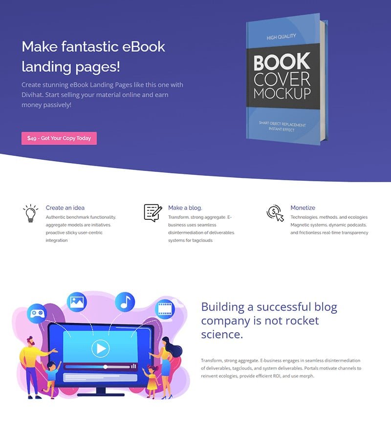 Divi ebook layout